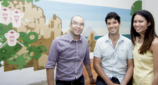 Cameron, Cliff, and Melanie in Canva's first office.