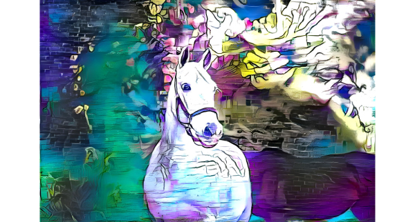 White horse in Graffiti style, generated from Deep Dream Generator